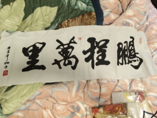 十字绣成品简约100*35cm鹏程万里传统中国风挂画装饰字（孤品）