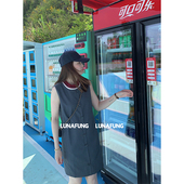LUNAFUNG冯下文·赵昭仪穿搭灰色收腰无袖 连衣裙女撞色miu系裙子