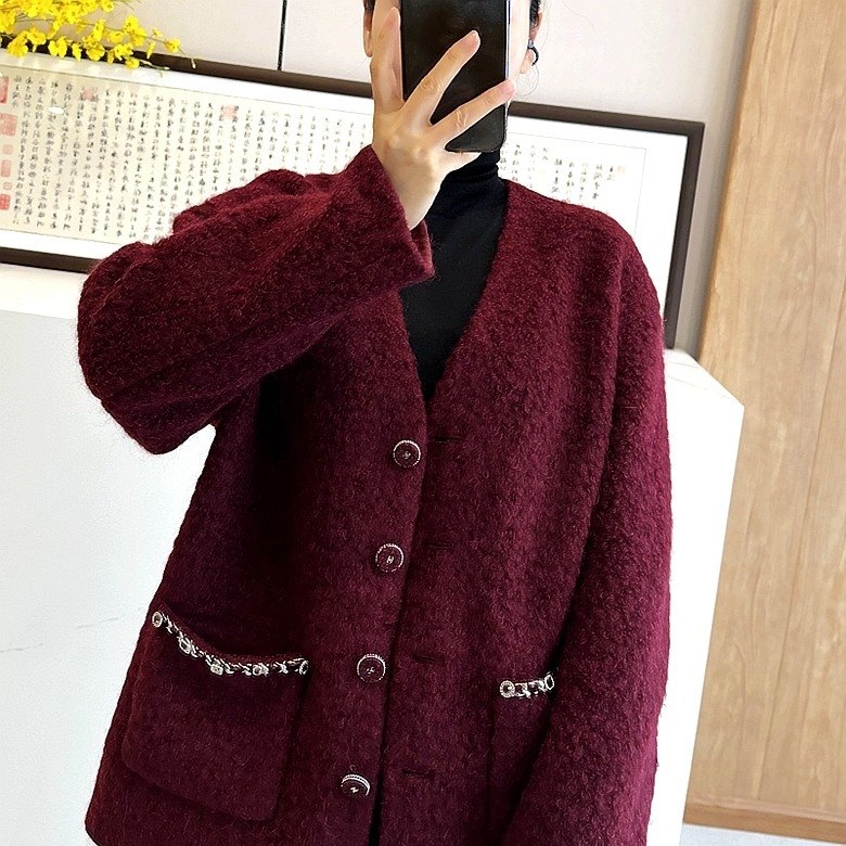C4838 震撼强货！圈圈羊毛纱 香风V领外套 配胸针,女装/女士精品,短外套,淘宝优惠券,粉丝福利购,淘宝优惠卷