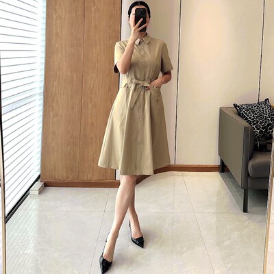 C4957 好衣品 型正质感佳  格纹翻领衬衫裙 配腰带