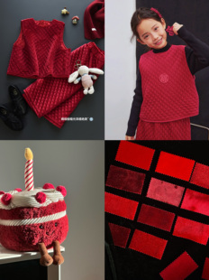 女宝菱格绗棉红丝绒背心裙套装2025新款男童女童秋冬款保暖