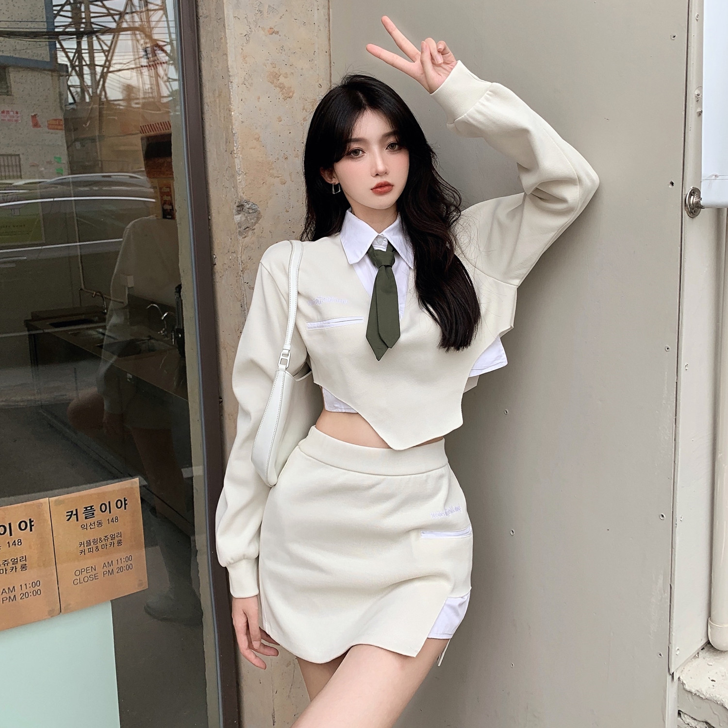 修身性感短裙两件套装性感女秘书制服韩国女团爵士舞服装演出服