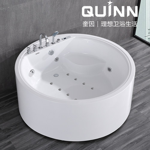 奎因双人情侣冲浪按摩恒温加热独立式圆形浴缸日式欧式网红浴池盆