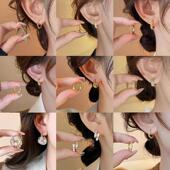 简约锆石小耳圈耳扣小众轻奢高级感素圈耳环时尚 气质百搭耳饰品