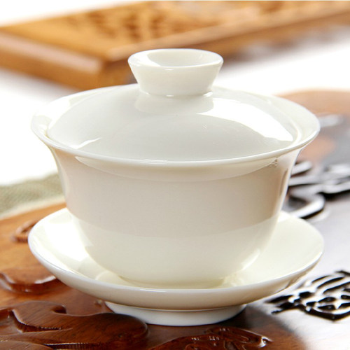 0白瓷盖碗德化凝脂大号茶具配件