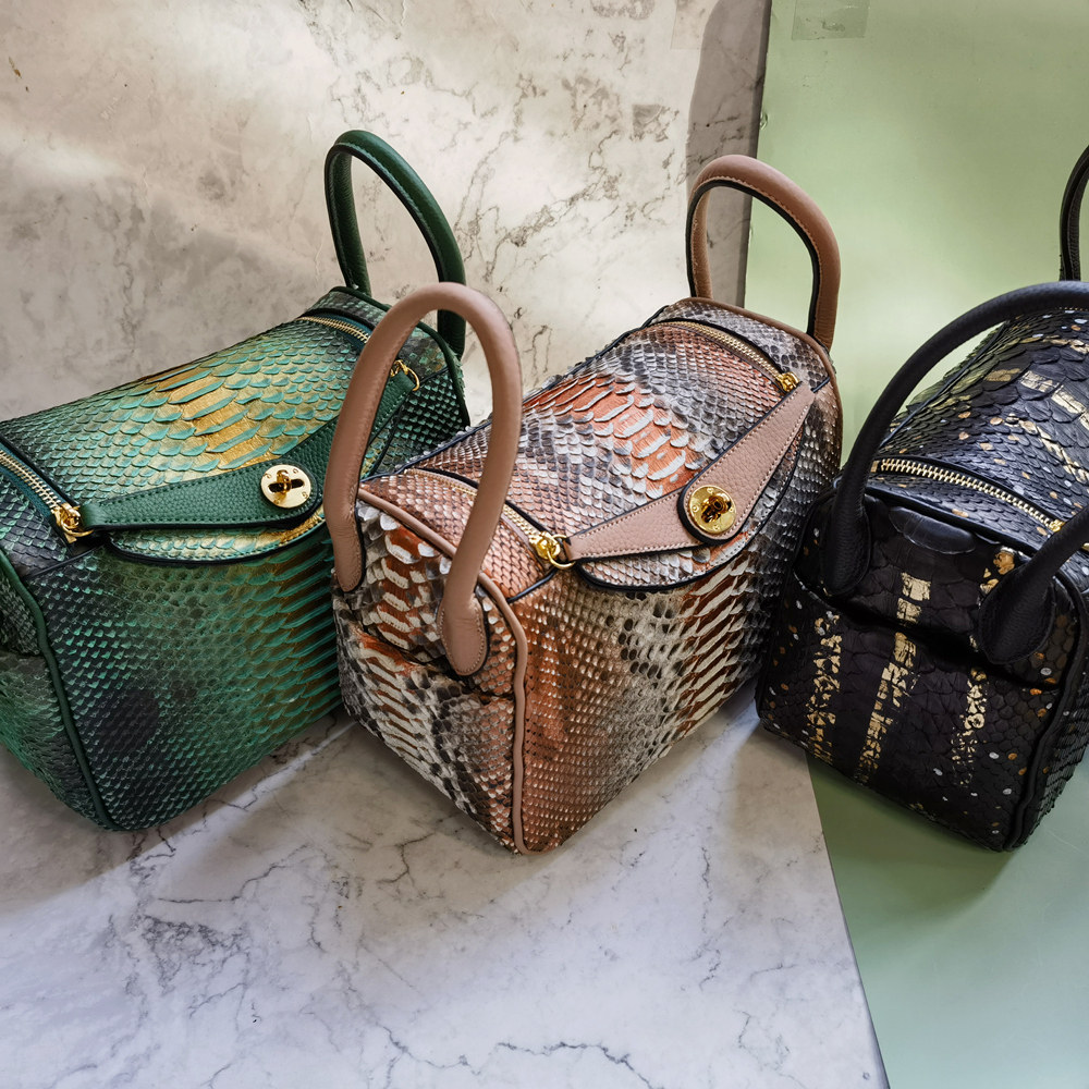 轻奢真皮大虫皮牛皮琳迪单肩包水桶包手提包通勤礼物时尚欧美风