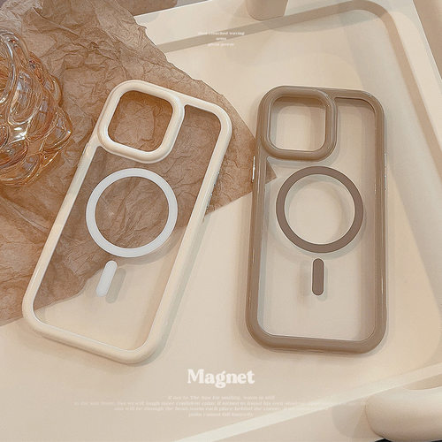 磁吸iphone16苹果17pro max手机壳15Pro秋冬奶油色12适用亚克力11