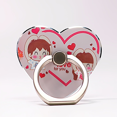 怦然心动心形指环扣懒人手机支架