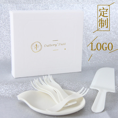 定制水滴一次性刀叉盘餐具套装