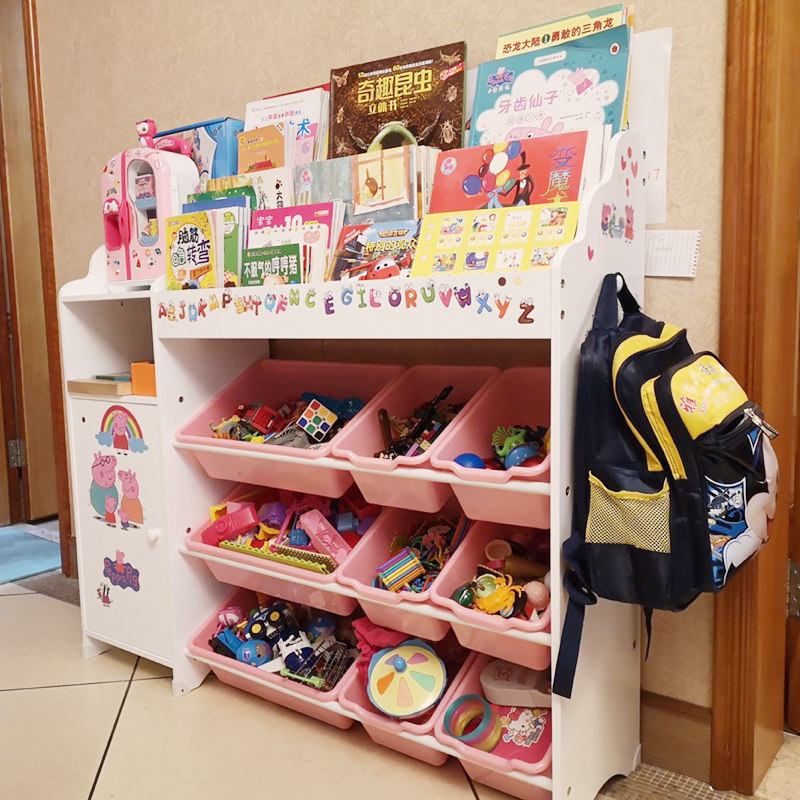 白色儿童玩具收纳架书柜幼儿园宝宝整理盒置储物柜小孩子箱筐组合