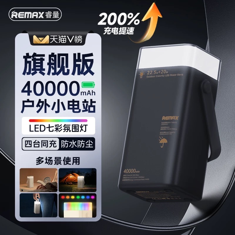 新国标3C认证Remax/睿量充电宝超大容量40000毫安65W大功率充电宝