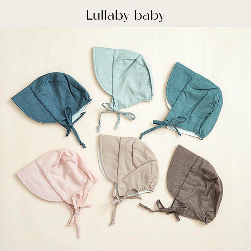 lullabybaby婴儿帽子棉麻系带帽宝宝遮阳帽新生儿童防晒帽春夏
