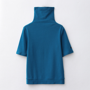 大码 纯棉磨毛五分袖 T恤百搭打底衫 上衣 休闲春装 女士中袖 高领新款