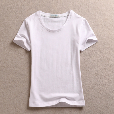 圆领短袖简约薄款纯色莱卡棉女装