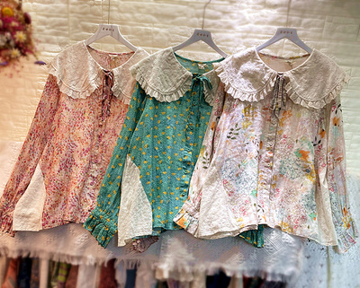 熊姑娘衬衫秋装新款大翻领长袖