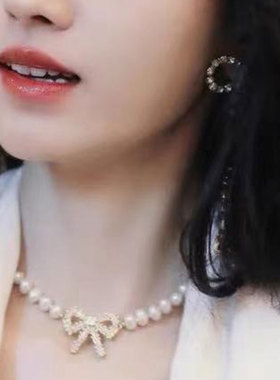 珍珠甜美风项圈锁骨链鞠婧祎同款