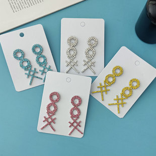 乘风破浪张天爱黄圣依明星同款925银针满钻OOXX圆形交叉耳环耳钉