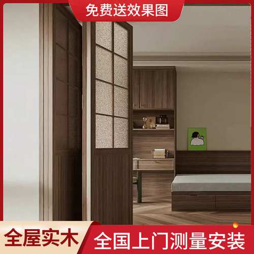 折叠门实木门定制卫生间门客厅厨房隔断双开N门玻璃门推拉门卧室