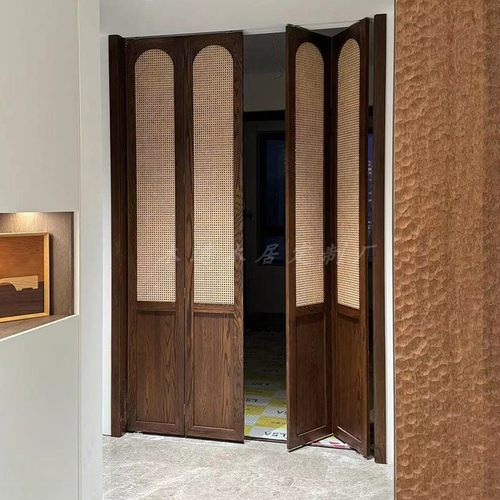 藤编门宋代美学柜门透气折叠门