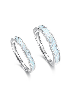 男女对戒婚戒星空年轮开口S925纯银小众高级感轻奢百搭情侣戒指同