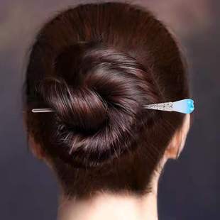 发簪古风简约现代发饰汉服丸子头盘发簪子步摇流苏