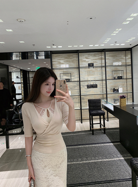 【现货9折】THE SWAN司凰轻奢 法式纯欲蕾丝内搭/针织上衣/半裙