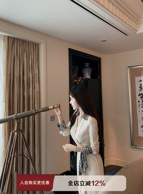 THE SWAN司凰轻奢 老钱日常美学 气质独特氛围感收腰针织连衣裙女