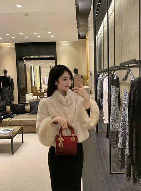 THE SWAN司凰轻奢 贵气姐姐 100狐狸毛袖短款保暖环保仿皮草外套