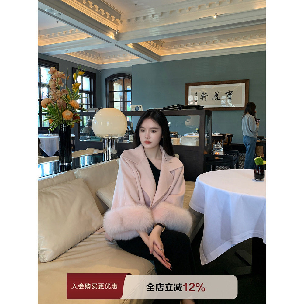 【现货6折】THE SWAN司凰轻奢  100狐狸毛高支双面羊毛短外套,女装/女士精品,短外套,淘宝优惠券,粉丝福利购,淘宝优惠卷
