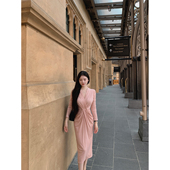 优雅气质长裙针织修身 连衣裙 SWAN司凰轻奢 法式 现货7折 THE