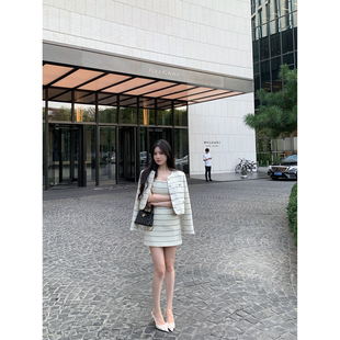 SWAN司凰轻奢 背心连衣裙套装 首尔大姐姐 粗花呢外套 女 韩式 THE