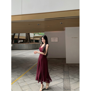 日常优雅收腰显瘦裙子雪纺v领连衣裙 完美裙形 THE SWAN司凰轻奢