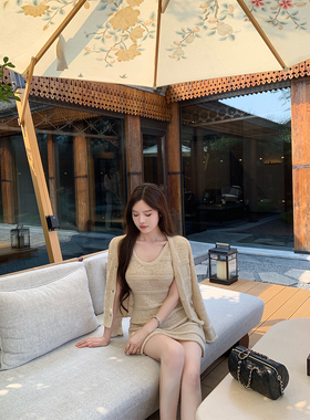 【现货9折】THE SWAN司凰轻奢  高级感针织开衫/吊带/短裙三件套