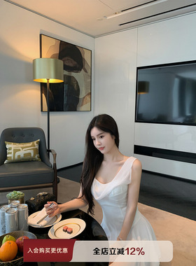 【现货7折】THE SWAN司凰轻奢 法式温柔风茶歇裙荡领气质连衣裙