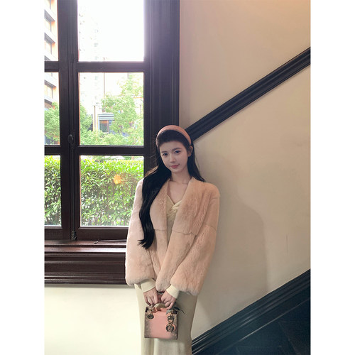 超厚实100獭兔毛大衣皮草外套女