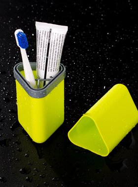 三角形创意双用便携牙刷杯子户外野营旅行出差洗漱纯色可装大牙膏