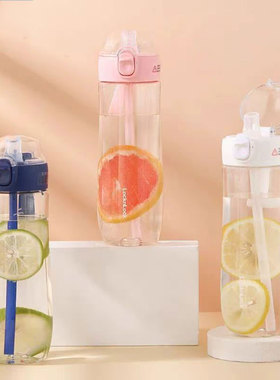 乐扣乐扣塑料吸管杯水杯办公室夏季杯子女网红杯学生水壶杯ABF783