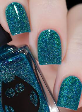 显白深海蓝绿色 白兔奶昔安娜指甲油17号龟岛半透明全息深蓝绿色