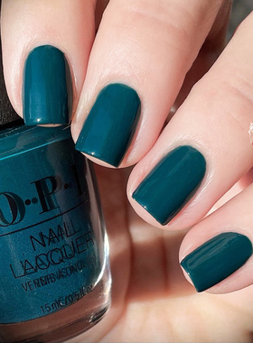 巨显白浓郁深绿色 白兔奶昔OPI指甲油A64高饱和森林蓝绿免烤快干