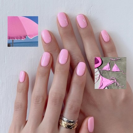 辣妹嗲甜芭比粉色免烤指甲油水性持久无毒浅黄色灰调蓝绿豆乳双月