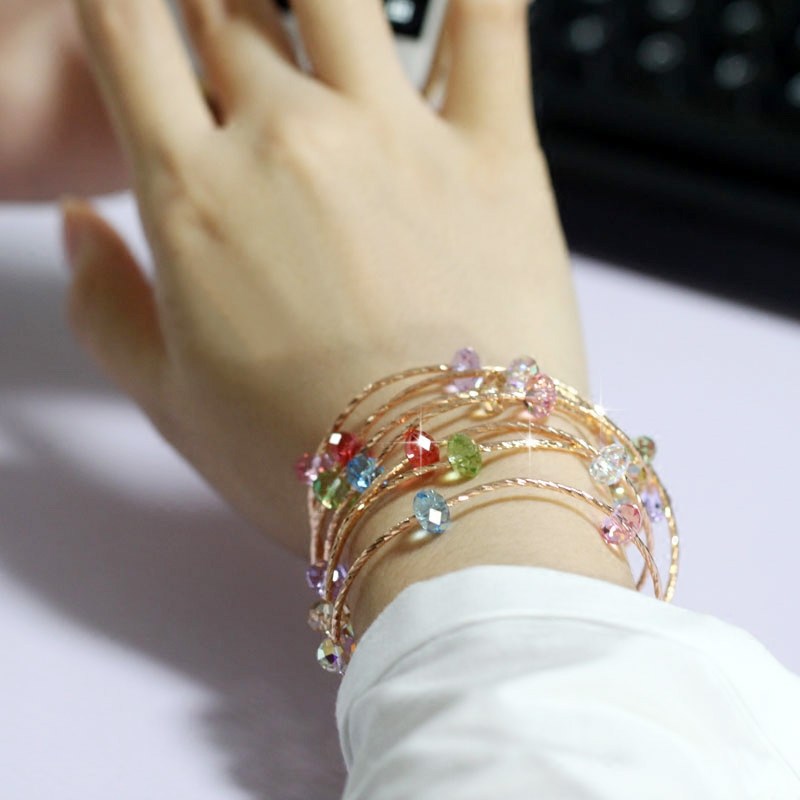 进口高级感925纯银奥地利水晶手链女多层圈手串轻奢闪亮手饰日韩