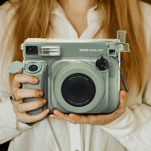 适用富士拍立得wide400防曝光神器快门盖彩色保护壳水晶壳收纳包