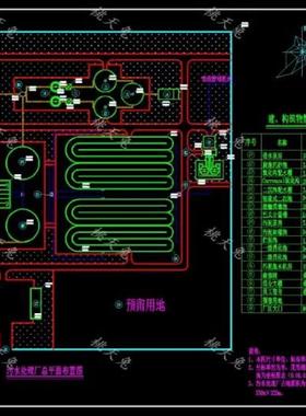 5.5万吨Carrousel 2000型氧化沟工艺污水厂设计CAD图纸