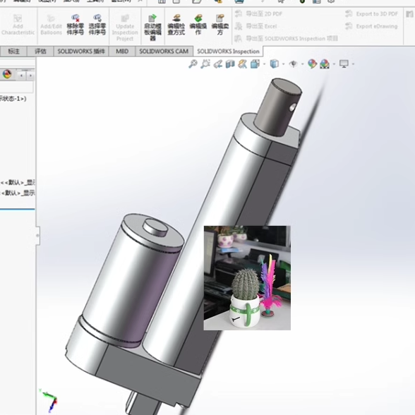 电动推杆伸缩杆三维设计小型升降器电缸Solidworks2016三维图3D图