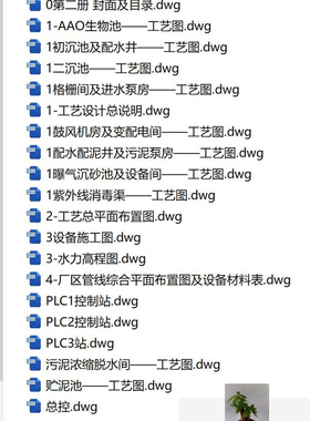 AAO生物池工艺3万吨污水处理厂水利高程图设计施工CAD图工艺说明