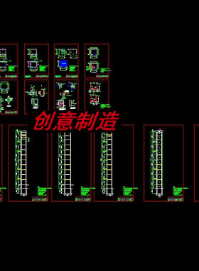 观光电梯井道及玻璃外罩6层钢框架结构剖面节点详图施工CAD图纸
