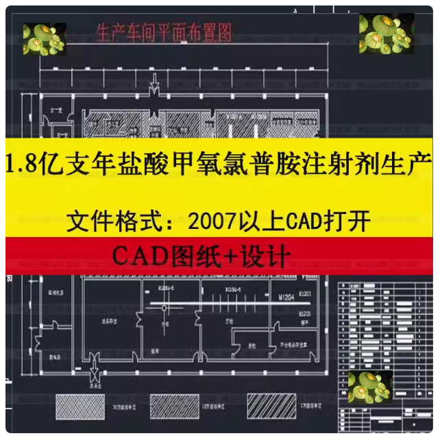 年产1.8亿支年盐酸甲氧氯普胺注射剂生产车间工艺流程CAD图建筑面