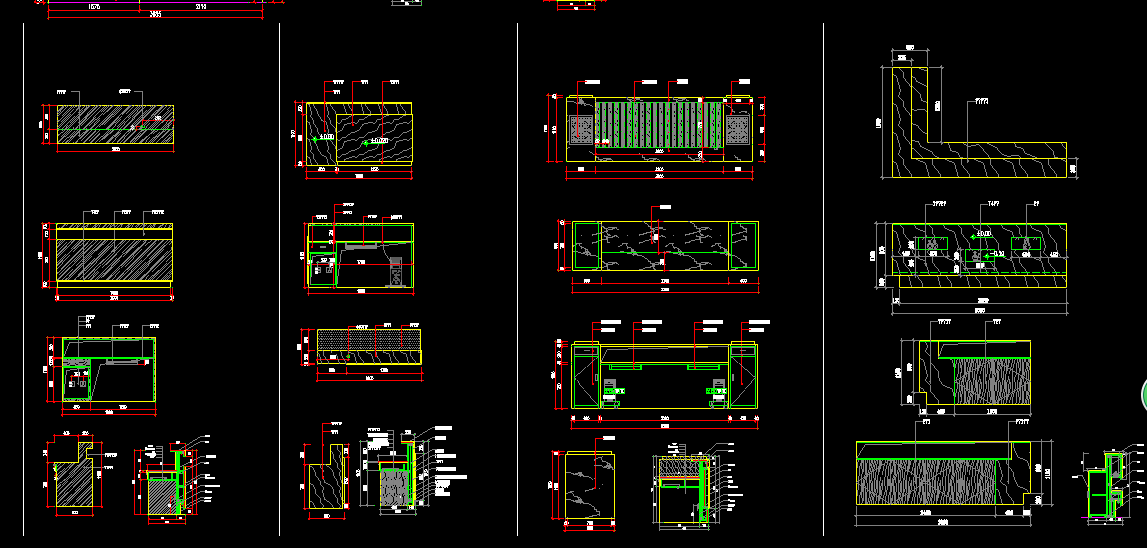 工装前台接待台cad图纸节点大样图室内设计家具模块平立面节点