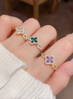 爆闪四叶草轻奢高级感戒指