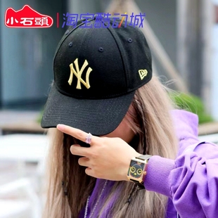 品牌直供NEW ERA纽亦华帽子金色大LOGO立体刺绣男女弯檐MLB棒球帽